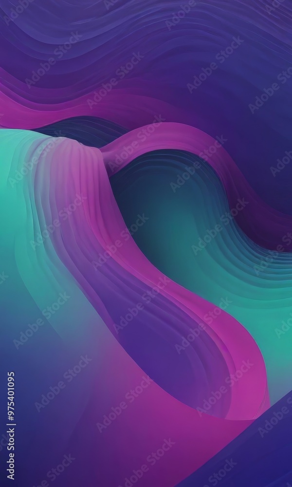 Aufkleber a vibrant abstract composition of overlapping curved lines in shades of purple, blue, and green, cre
