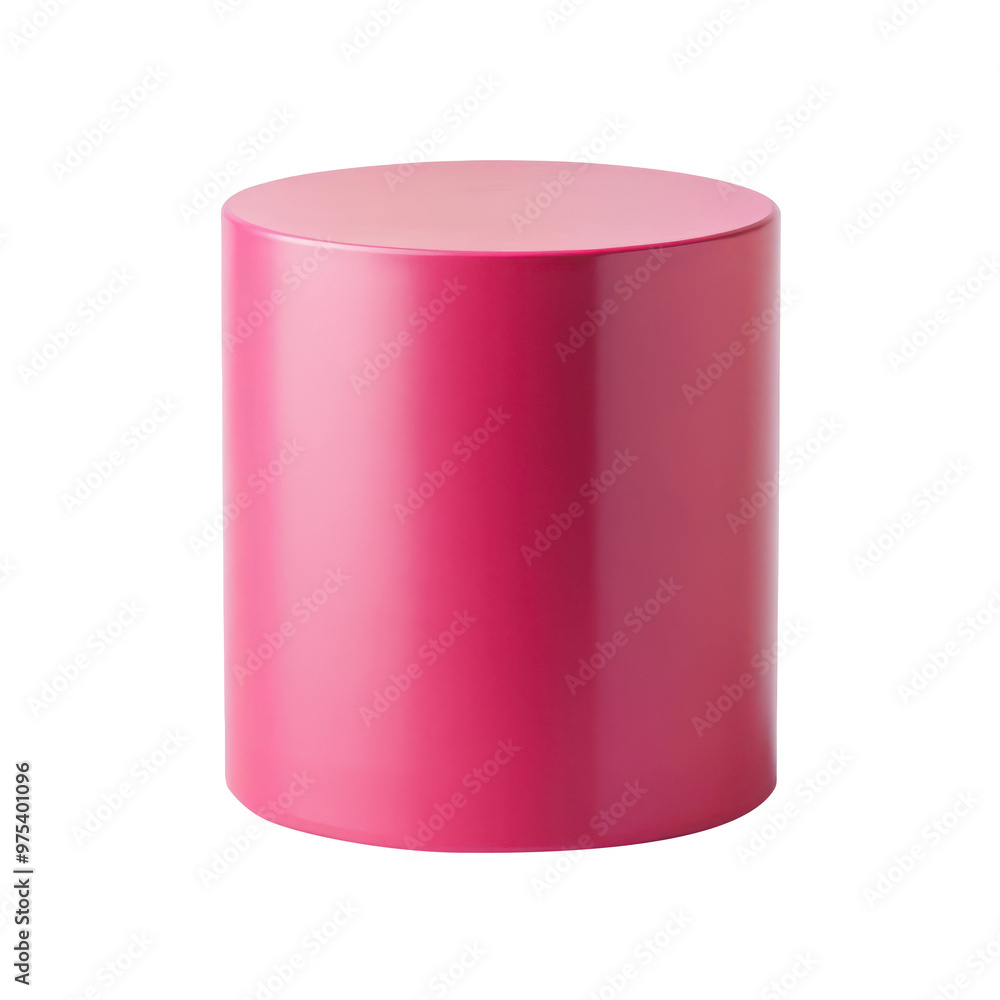 Poster pink round pedestal designed for product display or decorative uses. its smooth surface and contempo