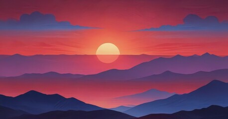 Obraz premium Sunset over the mountains