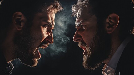 An electrifying confrontation unfolds between two rivals, brimming with palpable emotions and intense tension.