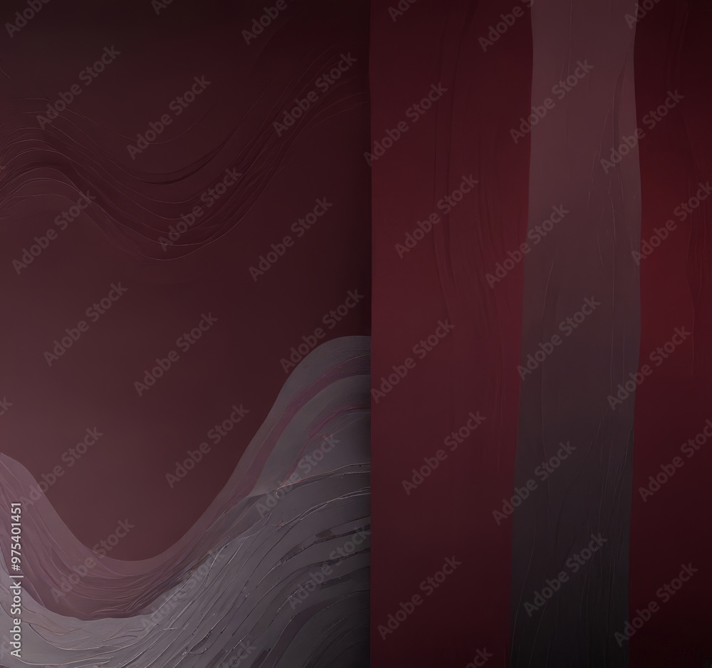 Poster the image is a split composition featuring two distinct sections. on the left, a dark red background