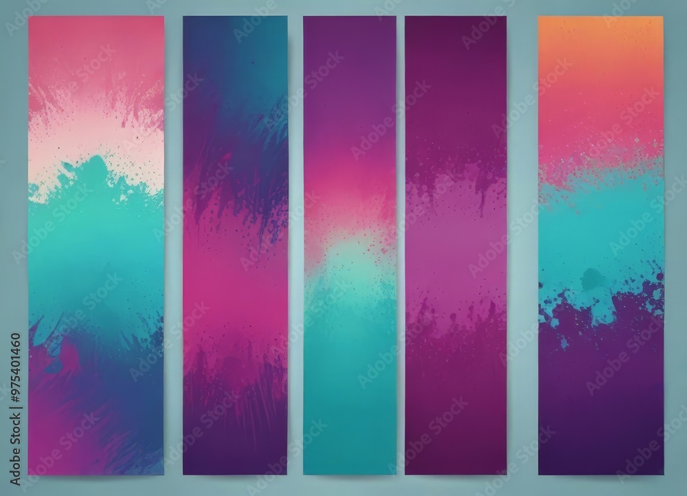 Poster the image presents a collection of five vertical panels, each exhibiting a unique gradient of colors