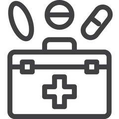 Fototapeta premium Simple vector first aid kid outline icon on white background