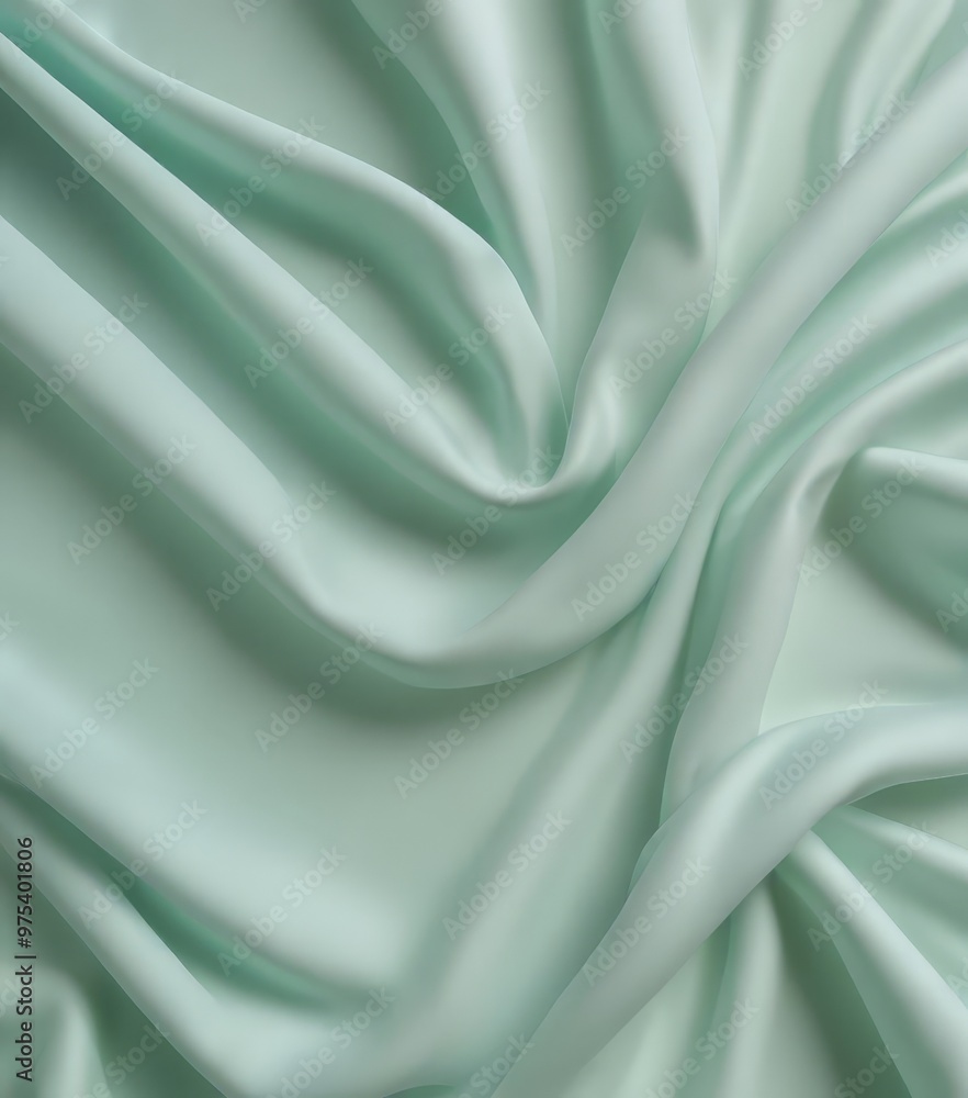 Aufkleber a close-up view of a soft, mint green fabric, with its folds and creases creating a textured and flo