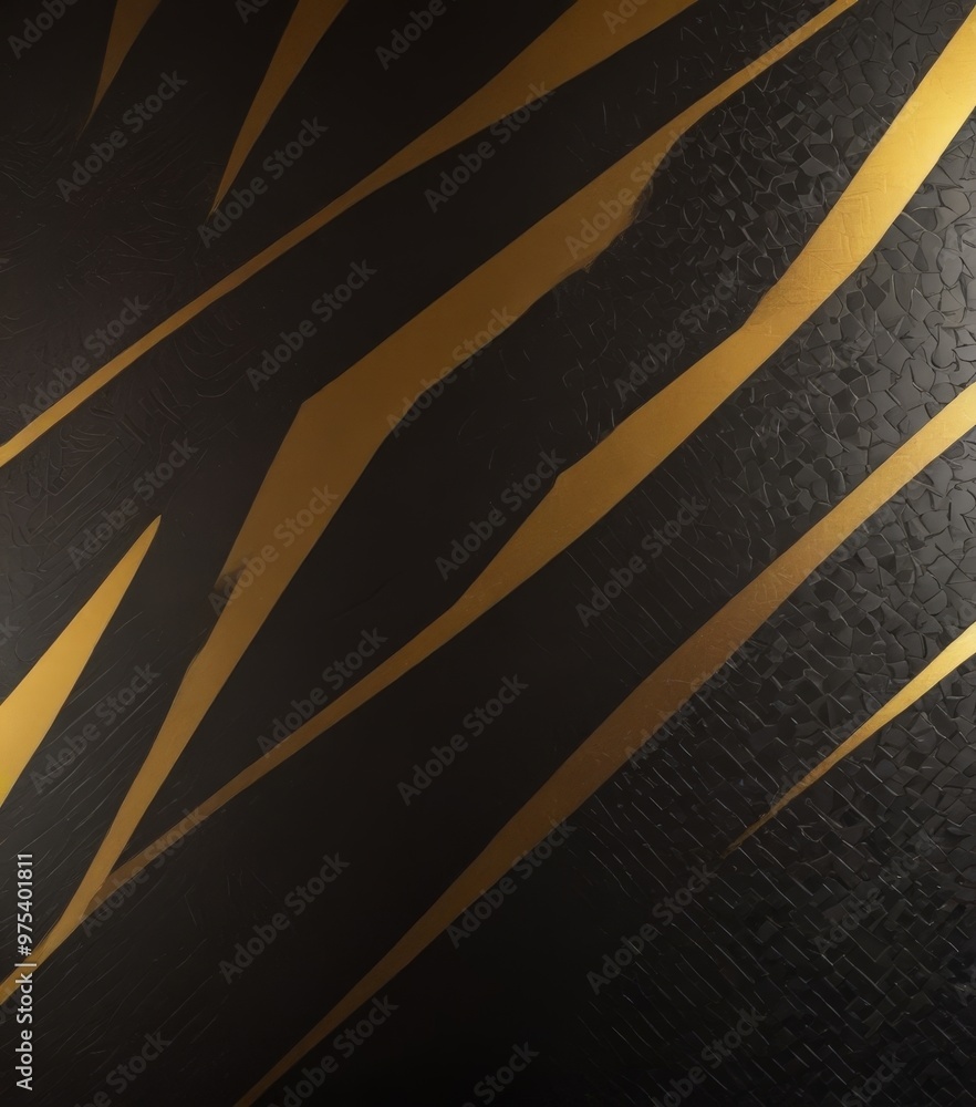 Poster a close-up view of a black and gold patterned surface, with diagonal lines and a textured, cracked a