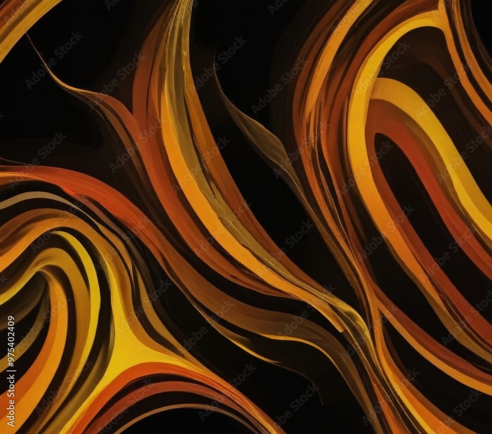 Aufkleber a striking abstract pattern composed of overlapping, curving lines in a range of warm colors, includ