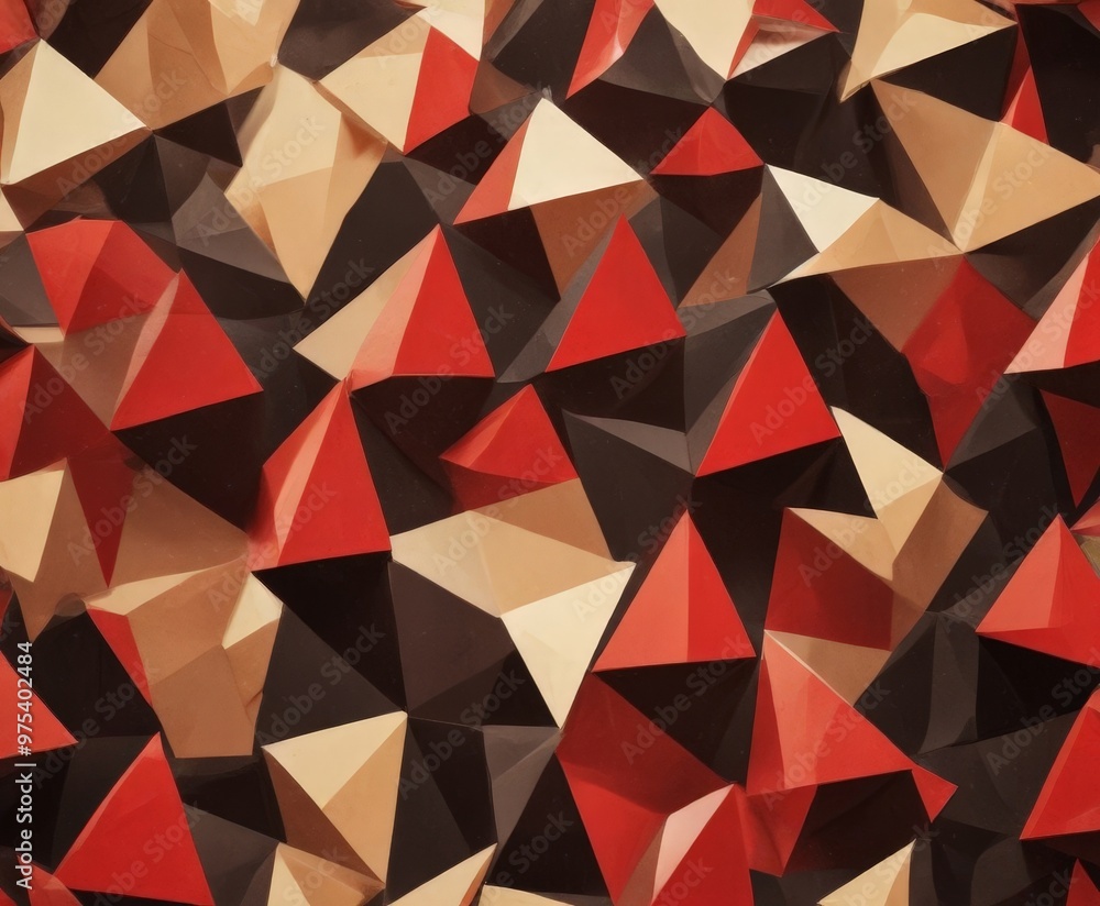 Aufkleber a close-up view of a pattern composed of numerous triangular shapes in various shades of red, brown,