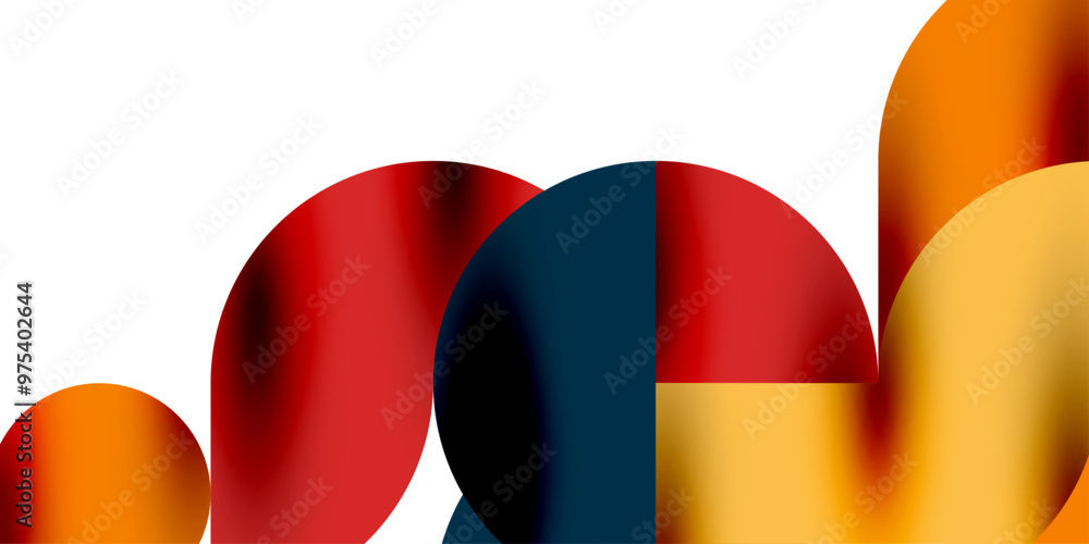 Poster tech minimal circular shapes geometric art. vector modern circles