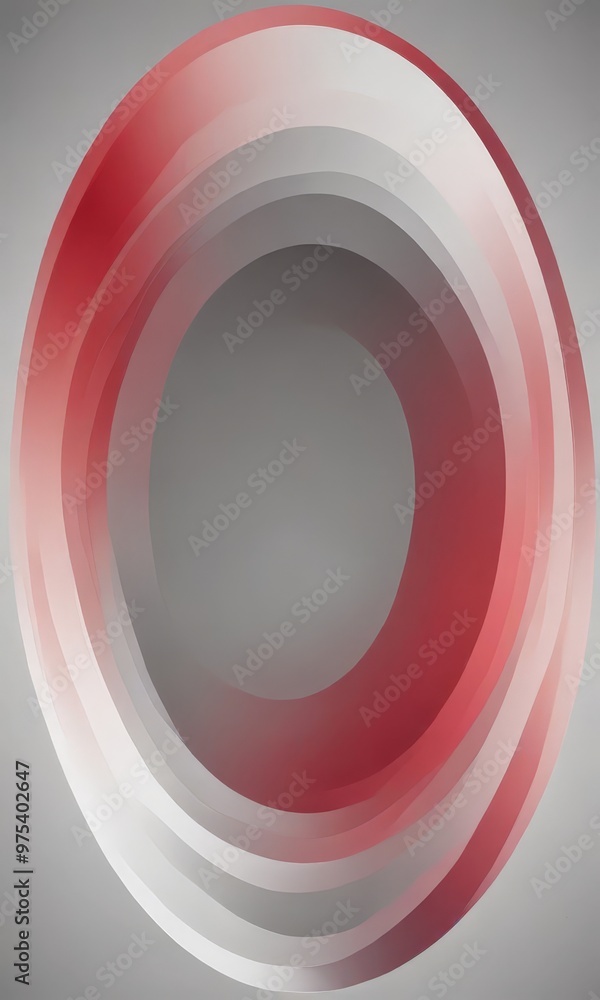 Poster a circular design with concentric circles of varying shades of red and white, creating a visually st
