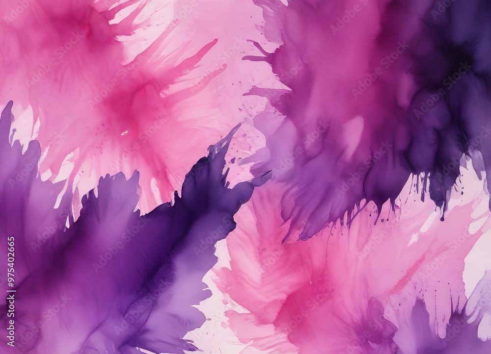 Poster a vibrant abstract pattern composed of splashes of pink and purple ink, creating a dynamic and visua