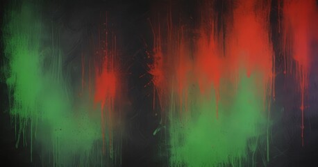 a dark background with streaks of red and green paint, creating a dynamic and abstract visual effect.