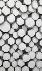 Naklejka premium A repeating pattern of white hexagonal shapes, varying in size and orientation, creates a visually striking and geometric design.