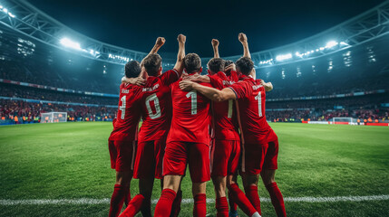 Team celebrating a victory on the soccer field
