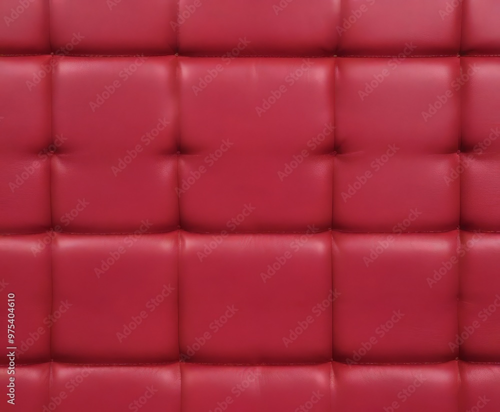 Poster a close-up view of a red leather surface, featuring a grid-like pattern of small squares.