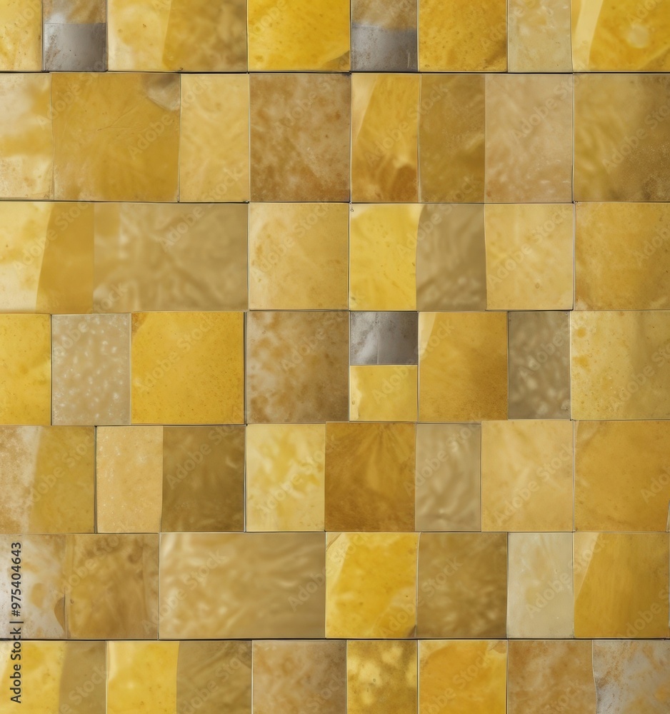 Poster a grid of square tiles in various shades of yellow, arranged in a pattern that fills the frame.