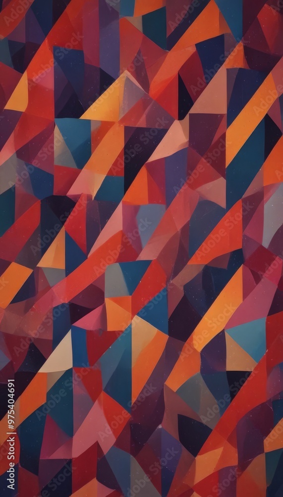 Aufkleber the image is a vibrant abstract composition featuring a variety of overlapping triangles in a range 