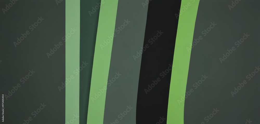 Poster a minimalist abstract composition with vertical lines in various shades of green and black, creating