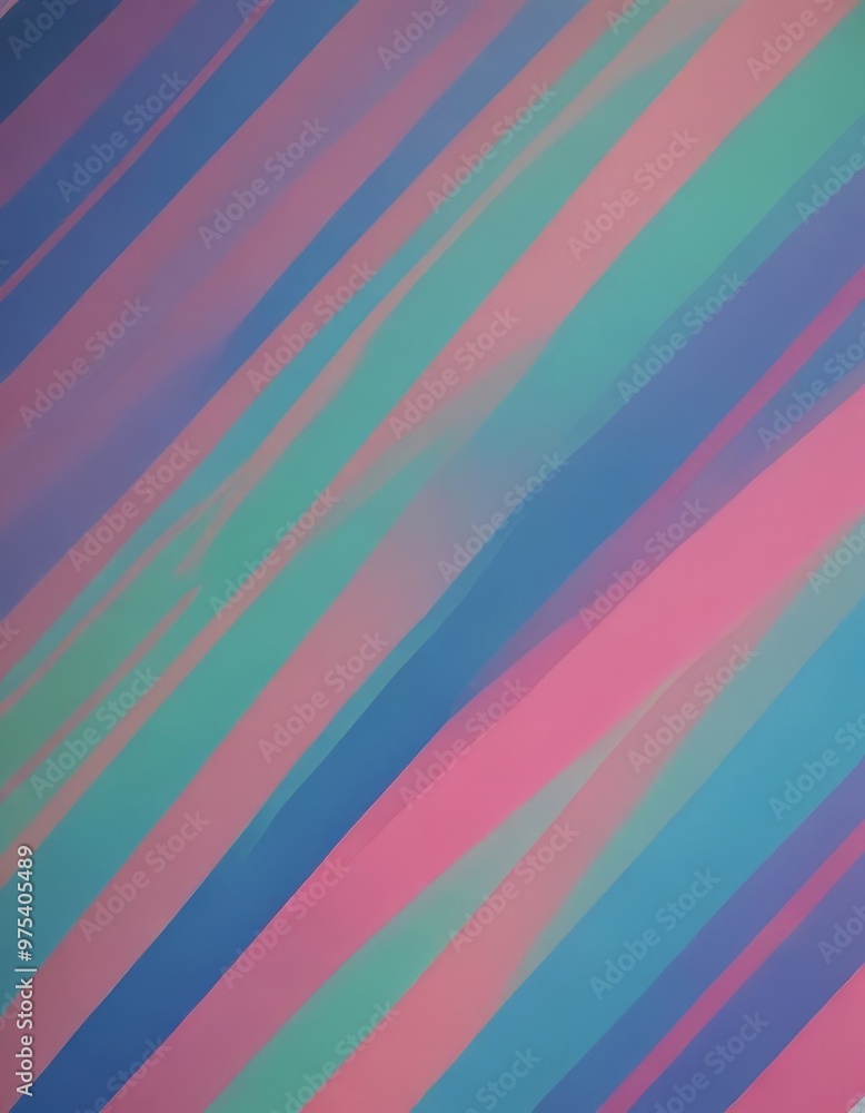 Poster a vibrant abstract pattern composed of diagonal lines in various shades of blue, pink, and green, cr