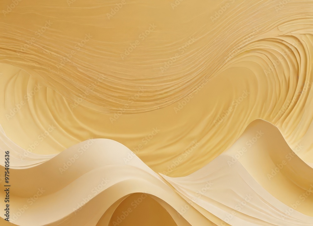 Poster a wave-like pattern with a golden hue, creating a visually striking and abstract composition.