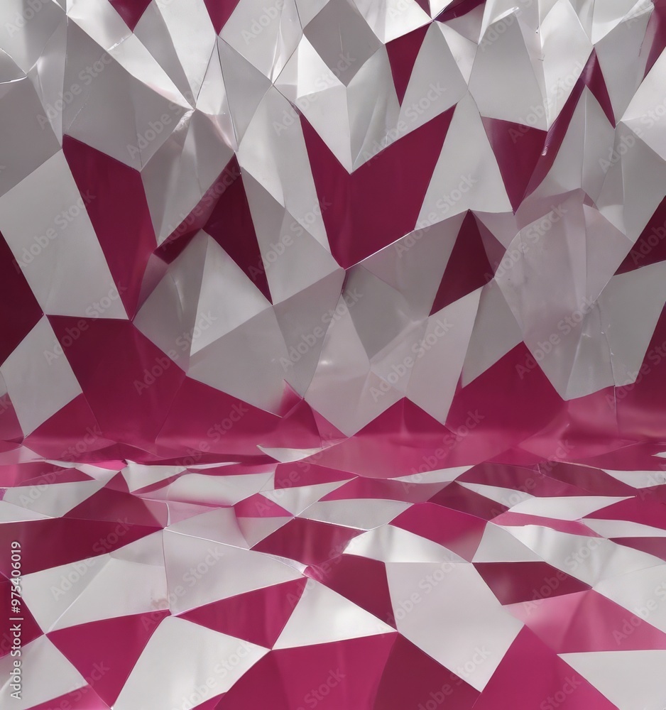 Poster a geometric pattern composed of white and pink triangles arranged in a criss-crossing manner, creati