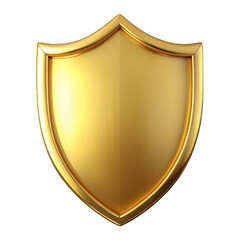 A blank gold shield isolated on transparent background
