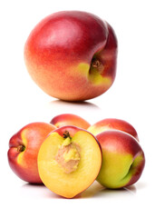 ripe peach on white background