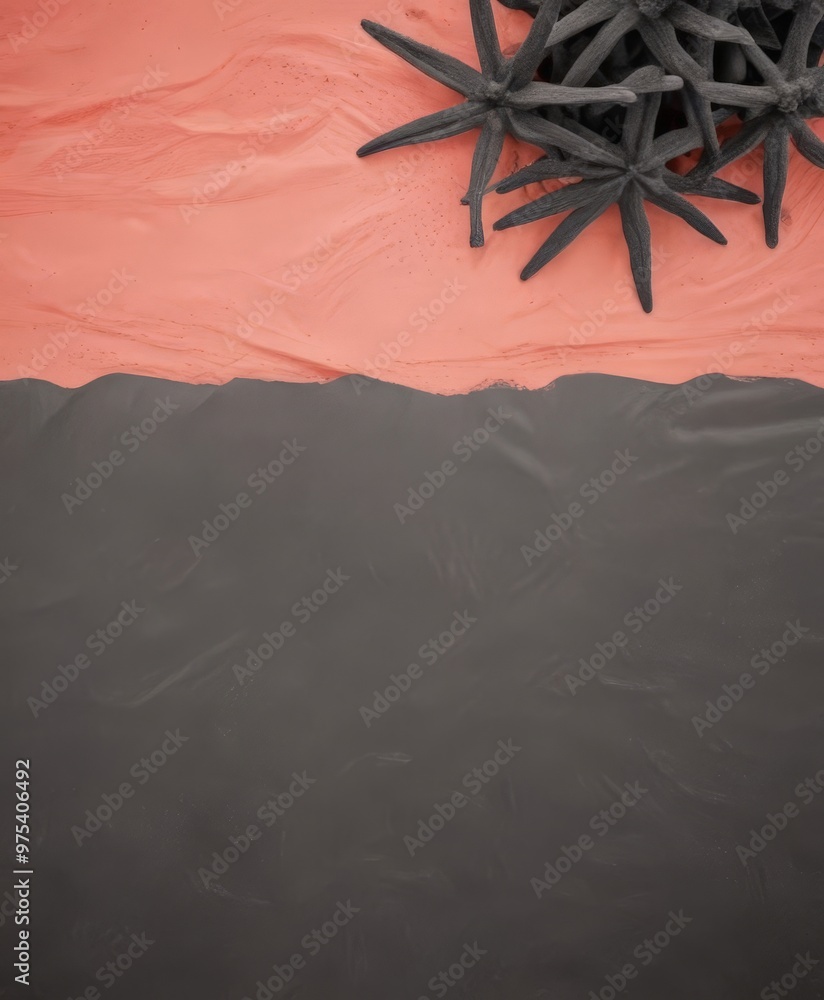Poster a striking abstract composition featuring a dark gray background with a vibrant pink and orange grad