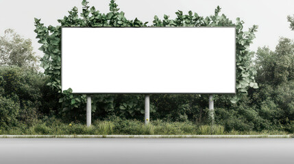 Fototapeta premium Blank Metal Billboard with White Frame for Outdoor Advertising, Empty Space for Ad Placement, Isolated on Transparent Background