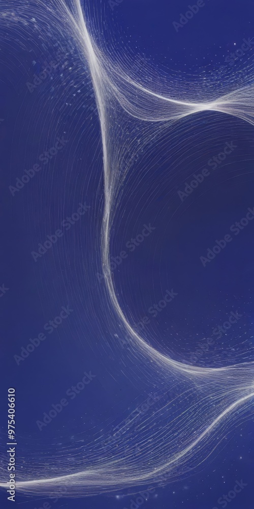 Poster a deep blue background with a white, swirling pattern that resembles a wave or a cloud. the pattern 