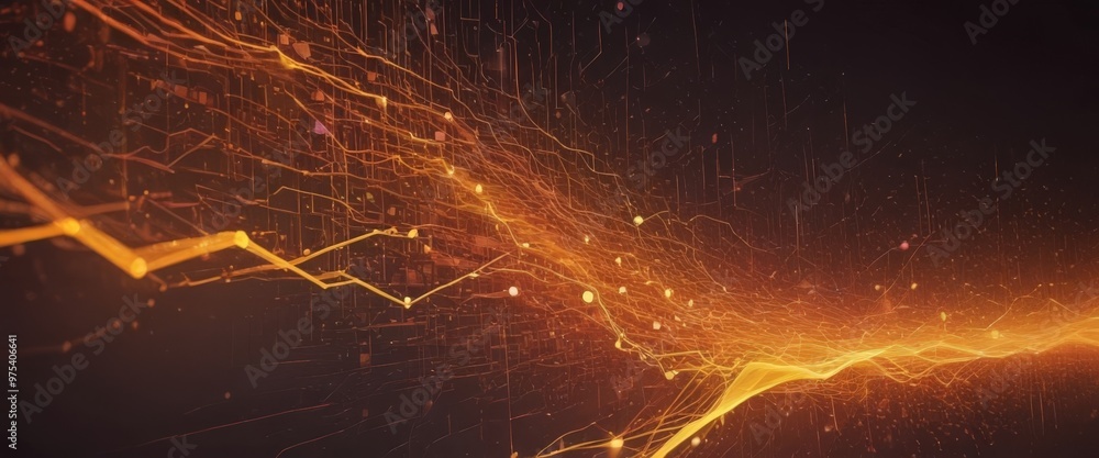Poster a dynamic scene of a network of glowing lines and dots, creating a sense of movement and energy. the