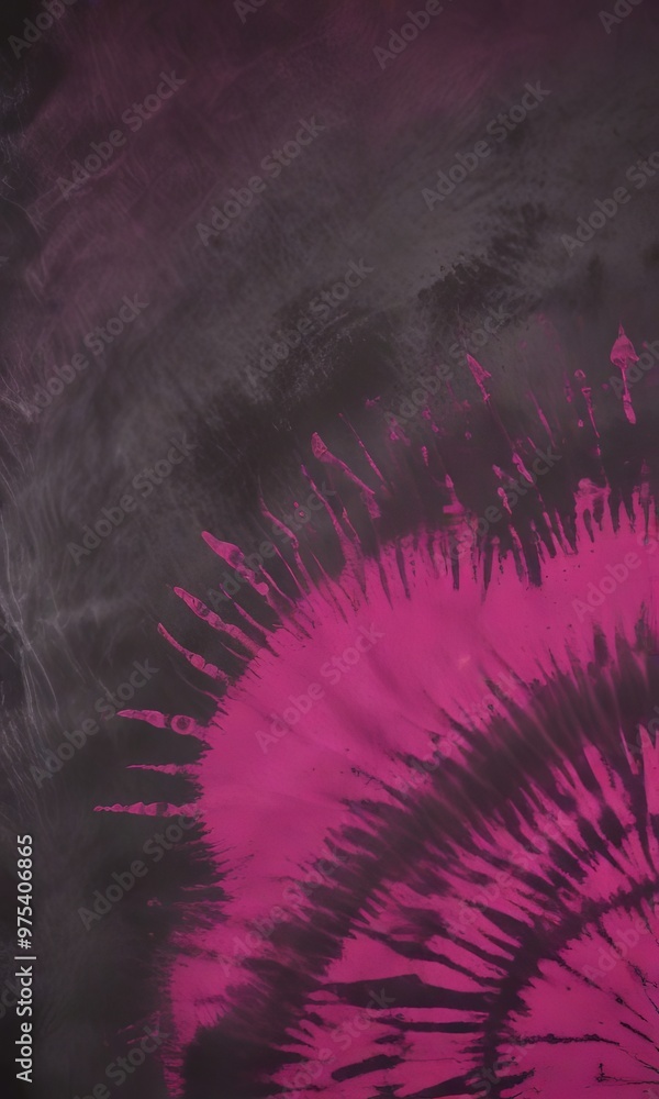 Aufkleber a tie-dye fabric with a striking pattern of pink and black stripes and splatters, creating a dynamic