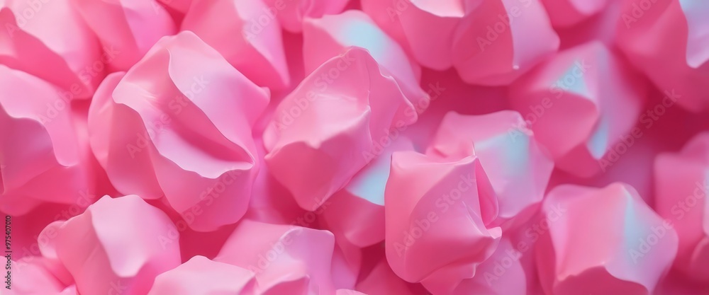 Poster a close-up image of pink and white marshmallows arranged in a visually appealing pattern.