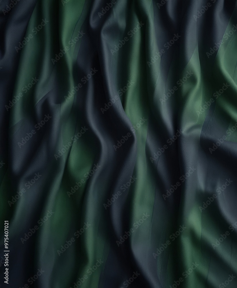 Aufkleber a close-up view of a fabric with a dark green and black color scheme, featuring a textured and wrink