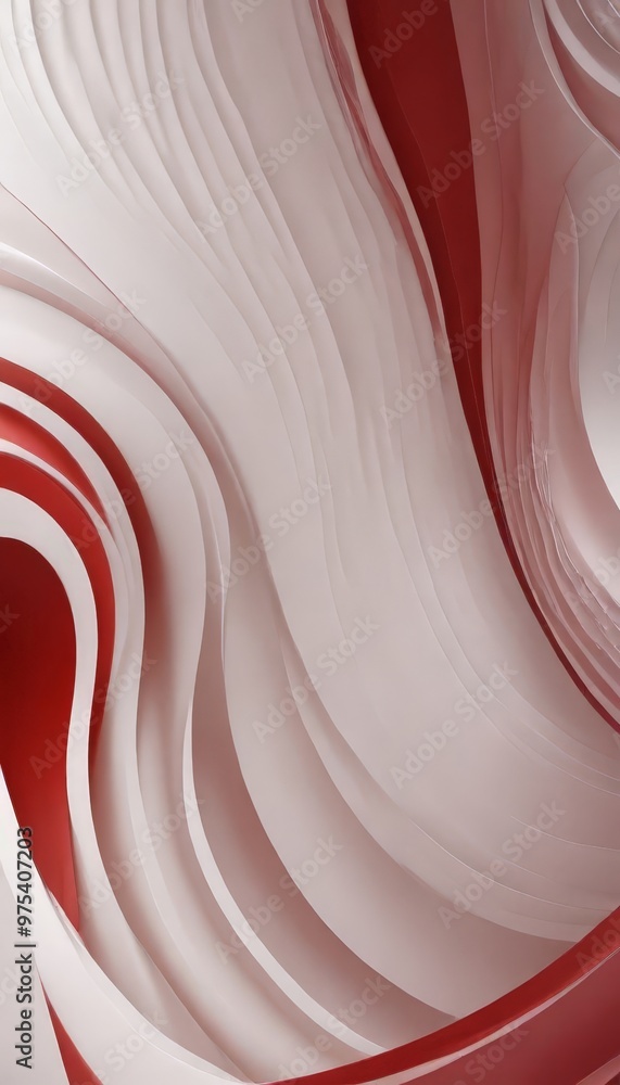 Aufkleber a striking abstract composition of white and red curved lines, creating a sense of movement and dyna