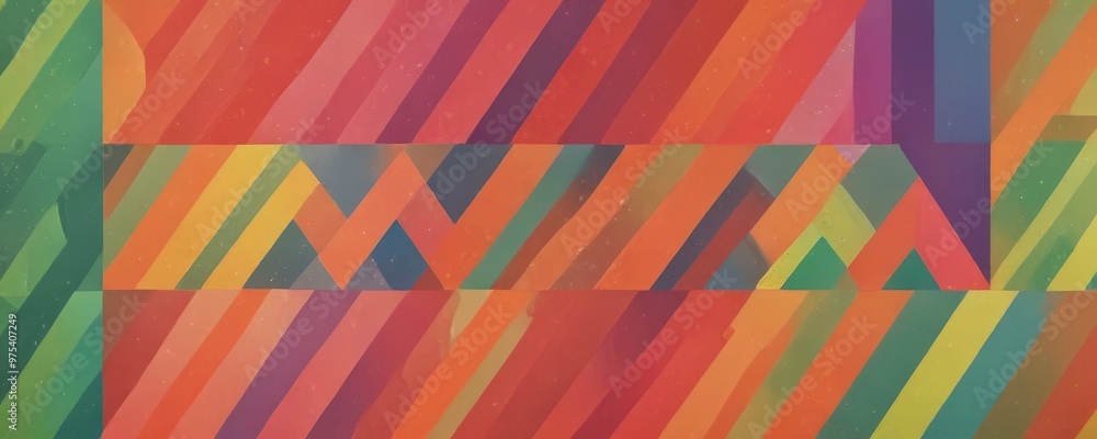Poster a vibrant abstract composition of intersecting diagonal lines in various colors, including red, oran