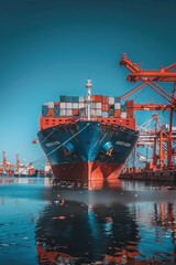 Fototapeta premium Large ports and container freight ships