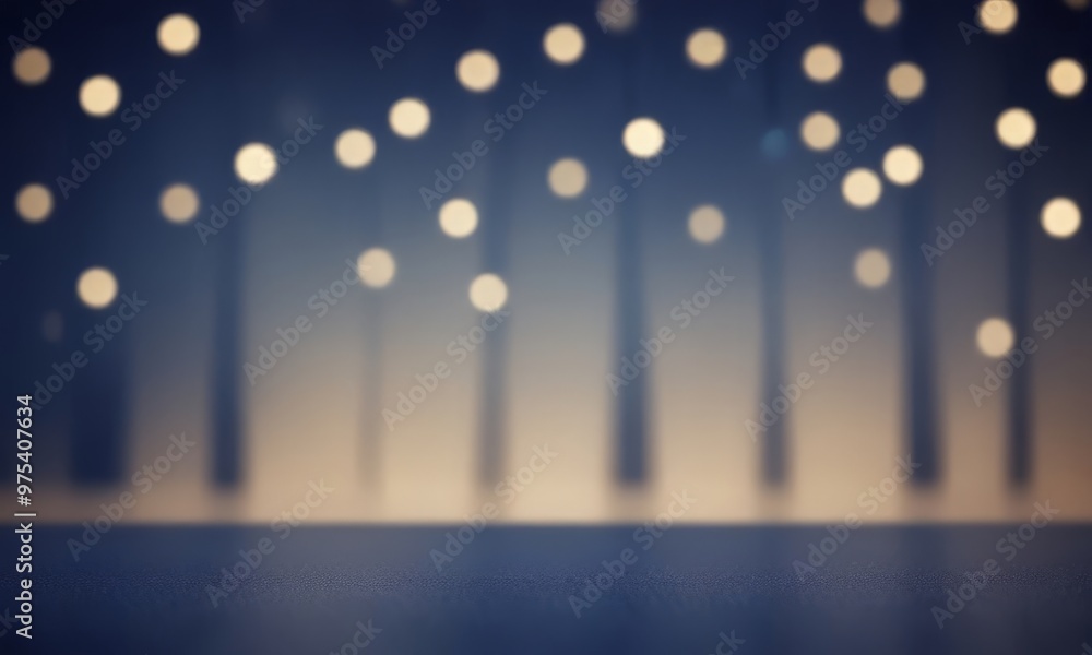 Poster a blurred background with a gradient of blue and orange hues, dotted with white circles that appear 