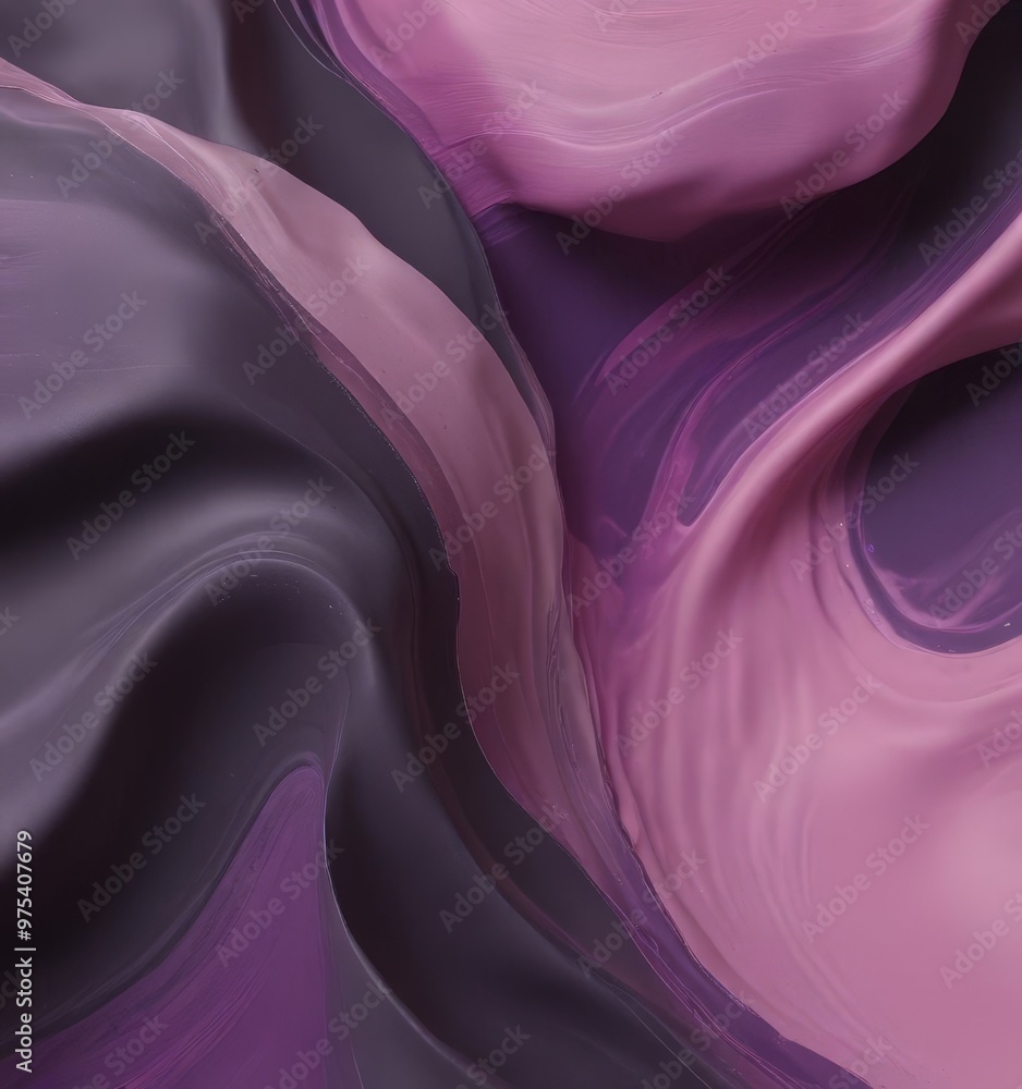 Poster a close-up view of abstract, flowing fabric in shades of purple and pink, creating a dynamic and vis