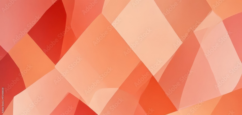 Aufkleber a vibrant abstract composition of overlapping geometric shapes in shades of red, orange, and peach, 
