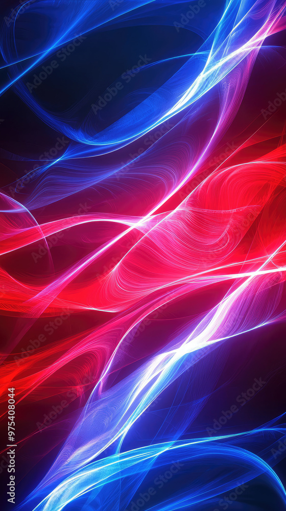 Poster abstract glowing lines that merge american and chinese colors create vibrant visual experience. inte