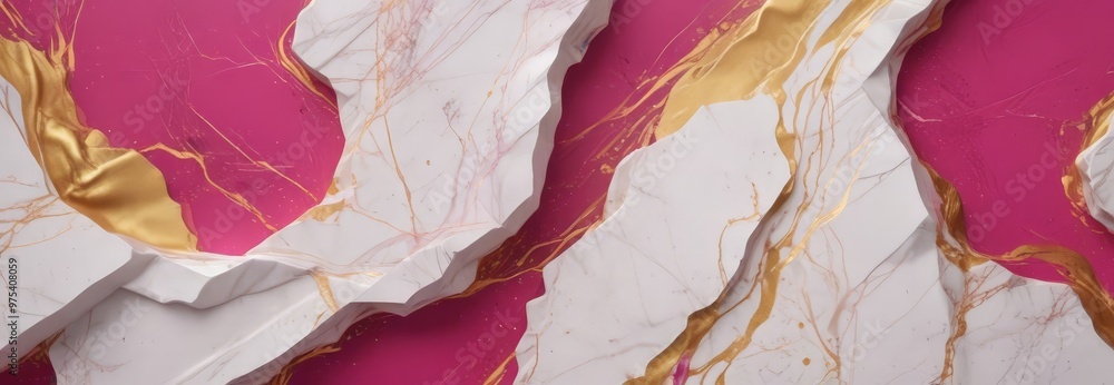 Poster a close-up view of a marble surface with a striking pattern of white and pink marble, accented with 