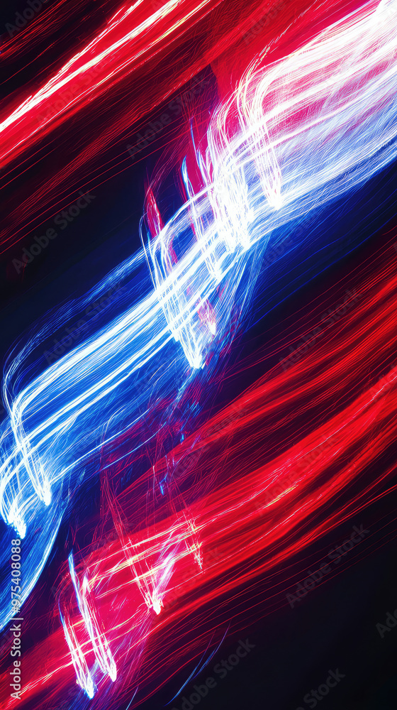 Poster abstract glowing lines that merge american and chinese colors create vibrant visual experience. dyna