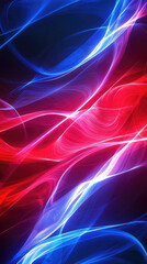 Fototapeta premium Abstract glowing lines that merge American and Chinese colors create vibrant visual experience. interplay of red and blue evokes sense of unity and energy
