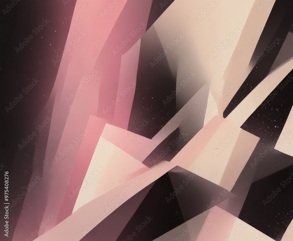 Poster a digital art piece with a geometric design composed of intersecting lines and shapes in shades of p