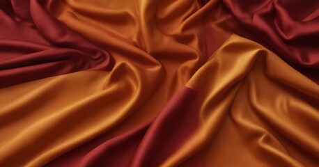 Obraz premium a close-up view of a fabric with a vibrant gradient of colors, transitioning from deep red at the top to warm orange at the bottom.