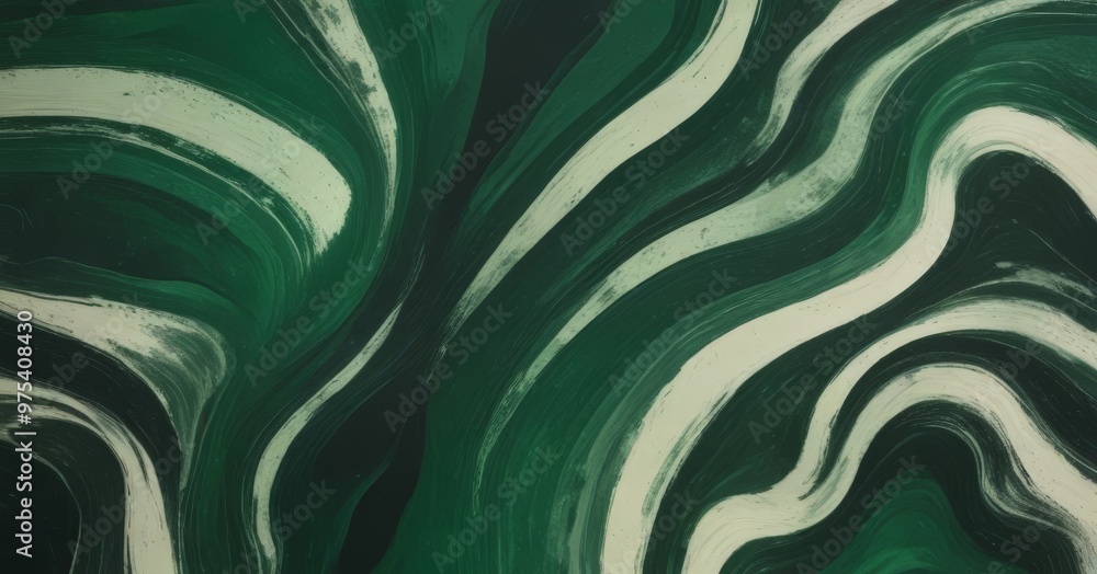 Aufkleber a close-up view of a marble-like abstract pattern with green and white swirls and curves.