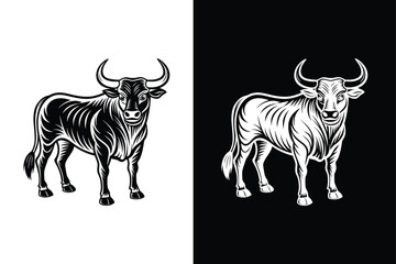 Bull Silhouette Icon. A Strong Symbol of Perseverance in Monochrome