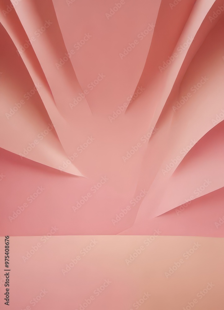 Aufkleber abstract composition featuring curved lines and a gradient background in shades of pink and peach.