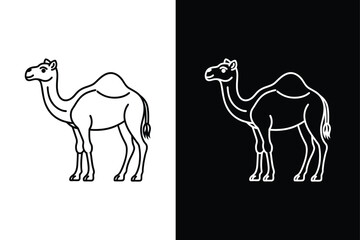 Camel Line Art Vector Design. Elegant Silhouette and Linear Icon