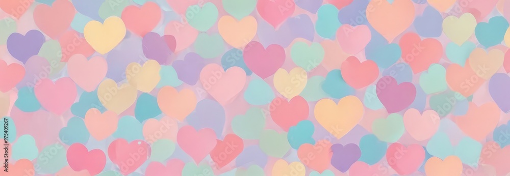 Poster a vibrant array of pastel-colored hearts fills the frame, creating a cheerful and heartwarming visua